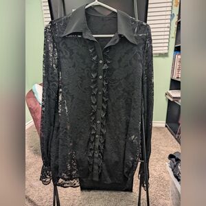 Blackmilk Lace Button Up Shirt